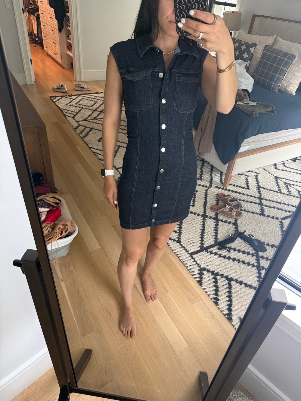 Zara denim Sleeveless Button-Front Denim Mini Dress